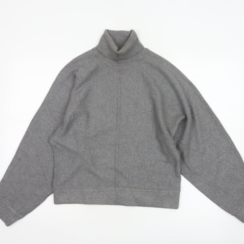 ZARA Women Grey Roll Neck Knit Pullover Jumper Size 14