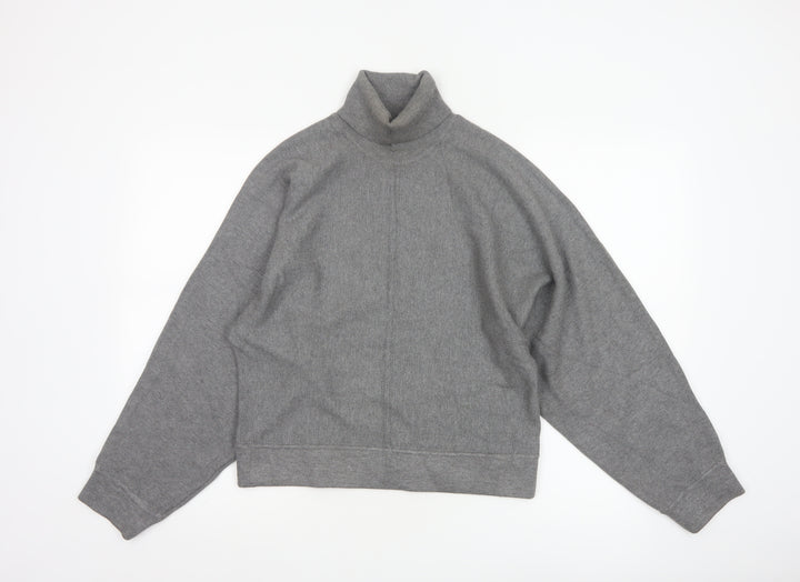 ZARA Women Grey Roll Neck Knit Pullover Jumper Size 14