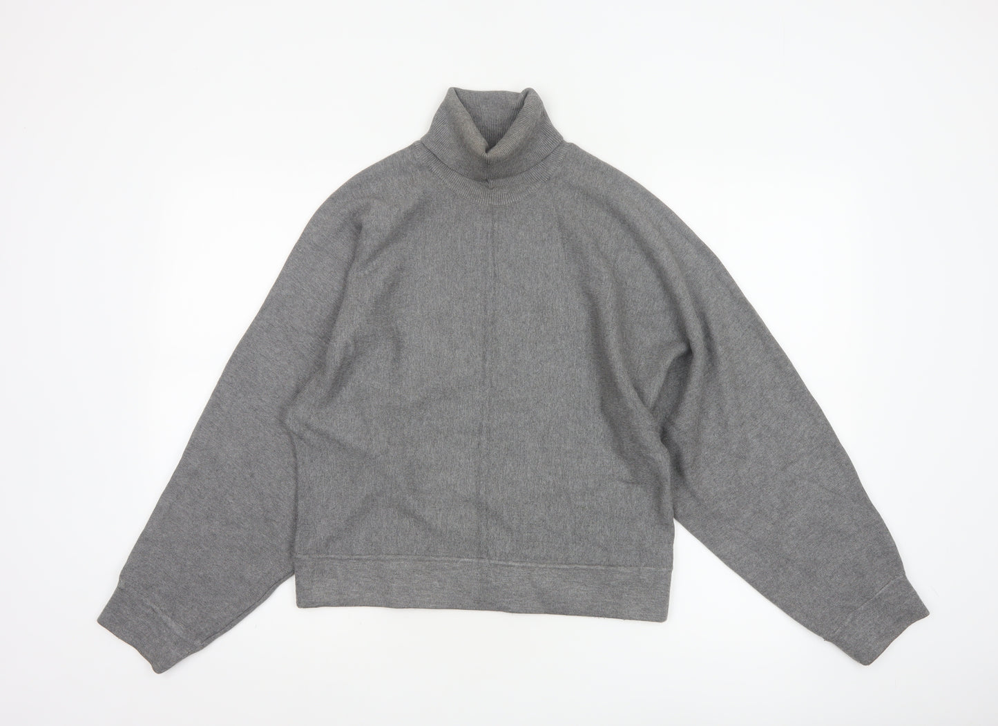 ZARA Women Grey Roll Neck Knit Pullover Jumper Size 14
