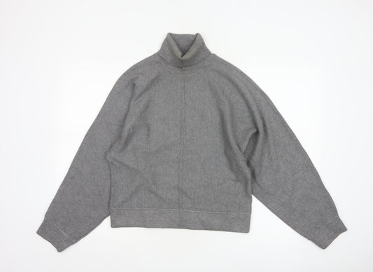 ZARA Women Grey Roll Neck Knit Pullover Jumper Size 14