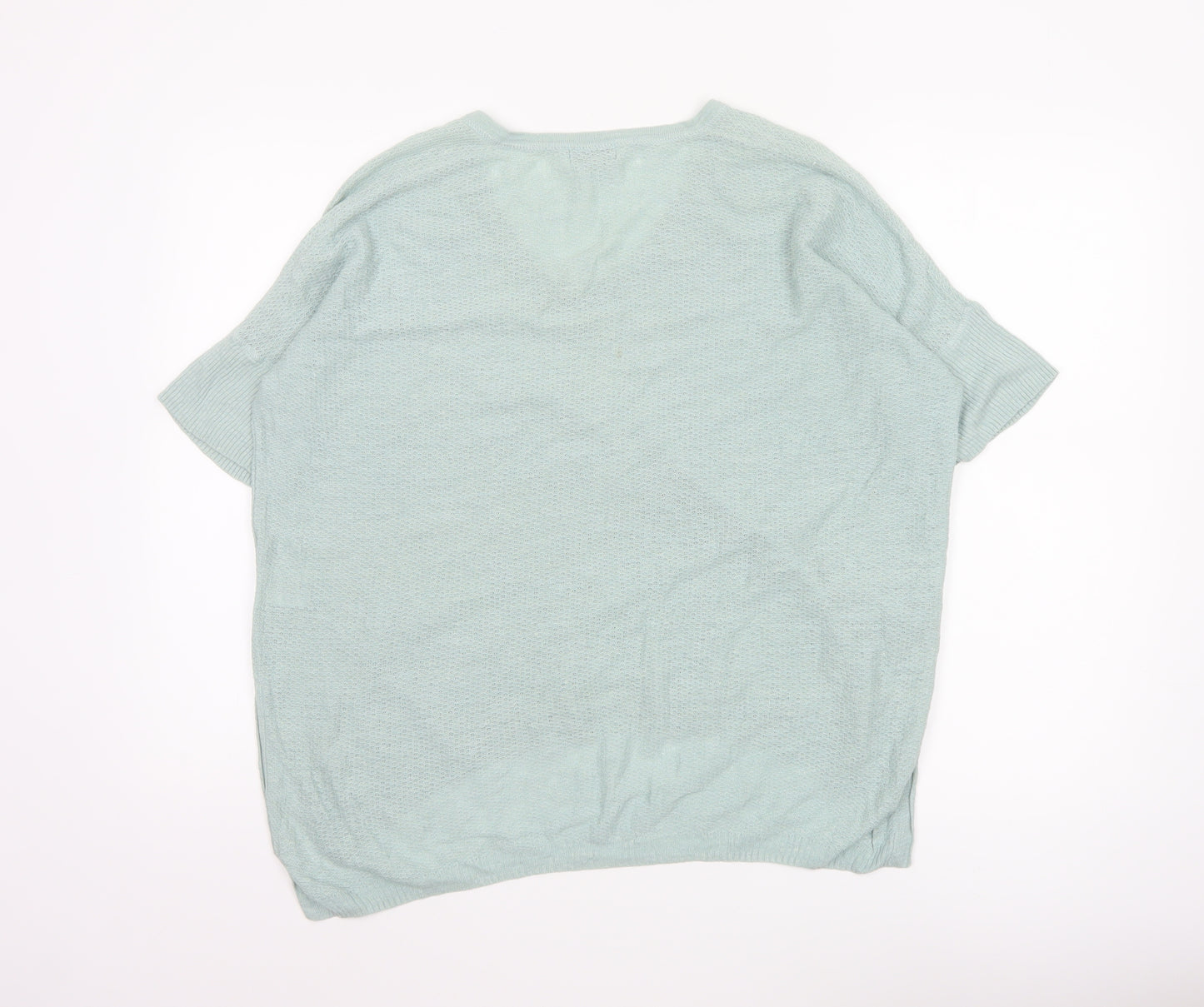 Jigsaw Women’s Green Linen Blend V-Neck Short Sleeve Knit Top S