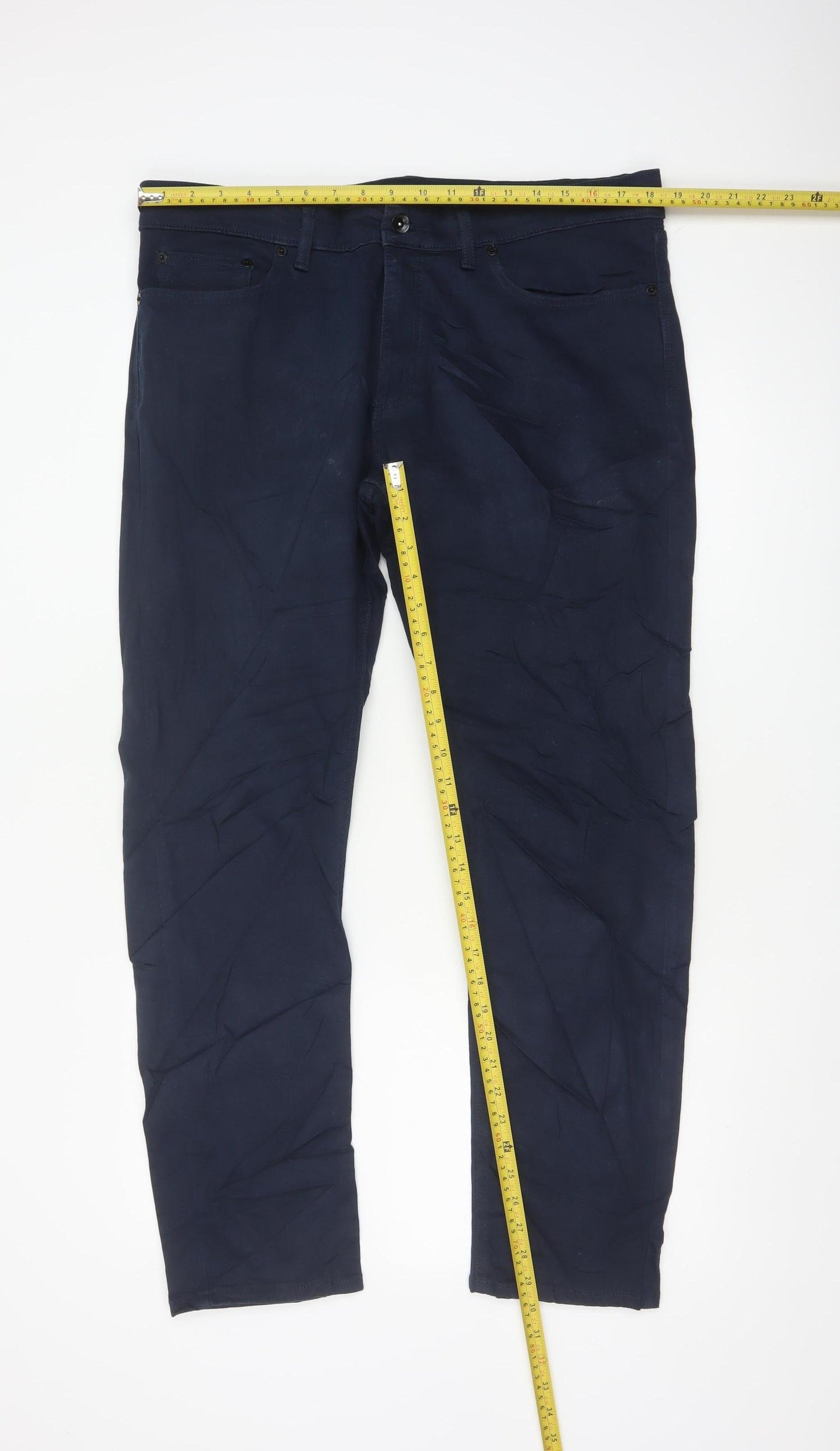 Marks and Spencer Men's Blue Slim Fit Chino Trousers 36/31