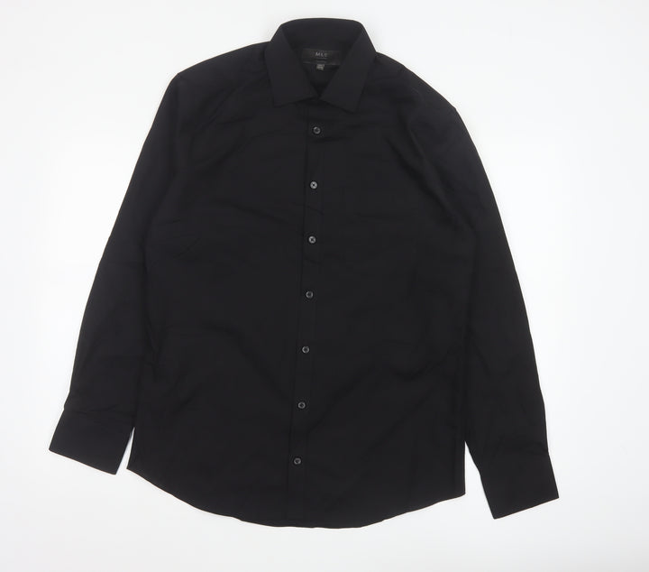 Marks and Spencer Men's Black Slim Fit Long Sleeve Button-Up Shirt 15.5in