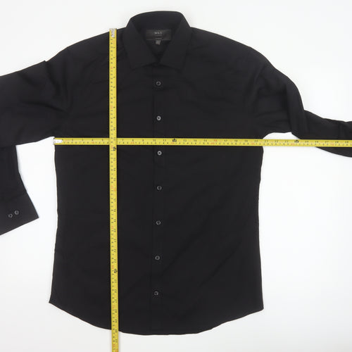 Marks and Spencer Men's Black Slim Fit Long Sleeve Button-Up Shirt 15.5in