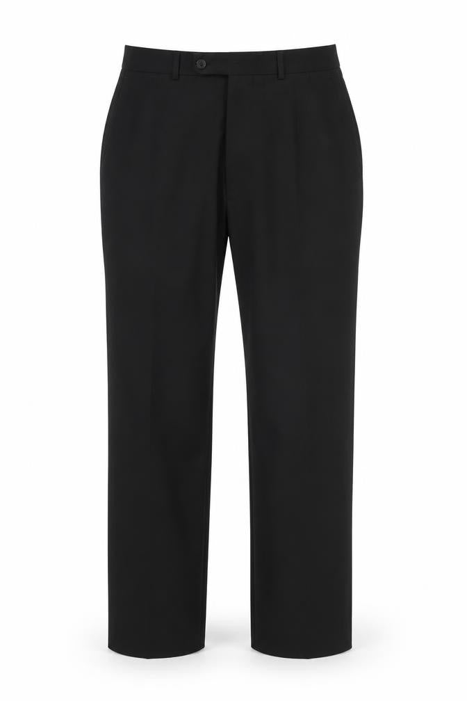 Front view of Taylor & Wright Men's Black Wool Blend Dress Trousers 34R