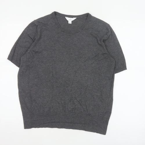 SET Women's Grey Short Sleeve Crew Neck Knit Jumper L