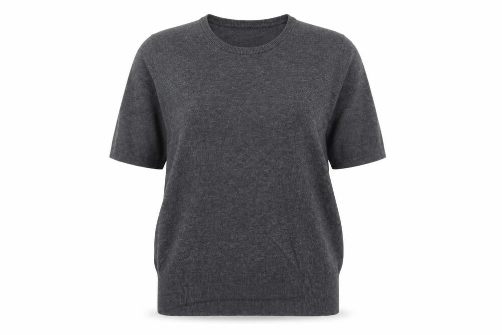 Front view of SET Women's Grey Short Sleeve Crew Neck Knit Jumper L
