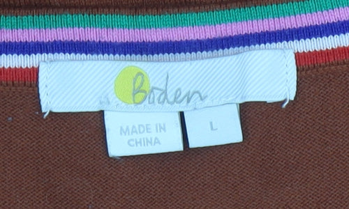 Boden Women Brown V-Neck Cotton Blend Pullover Jumper Size L