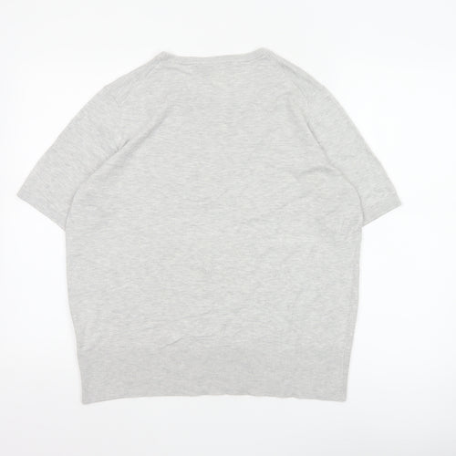 The Set Women Grey L Short Sleeve Knit Pullover Jumper