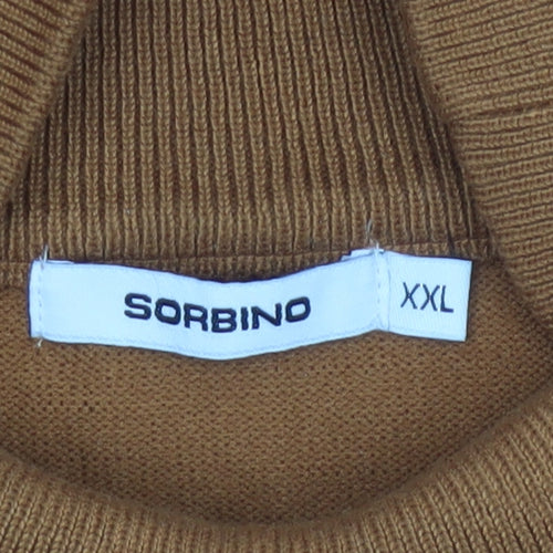 Sorbino Men’s Brown Roll Neck Pullover Jumper 2XL Viscose Knit