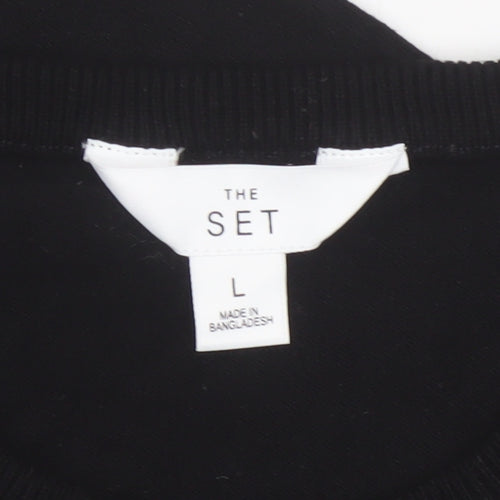 The Set Women’s Black L Crew Neck Short Sleeve Pullover Jumper