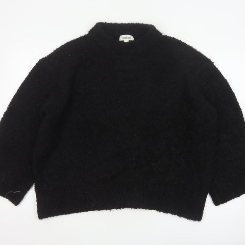 Soaked Women Black S Mock Neck Pullover Jumper Acrylic Wool Blend