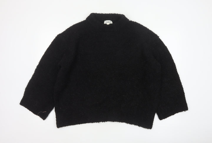 Soaked Women Black S Mock Neck Pullover Jumper Acrylic Wool Blend