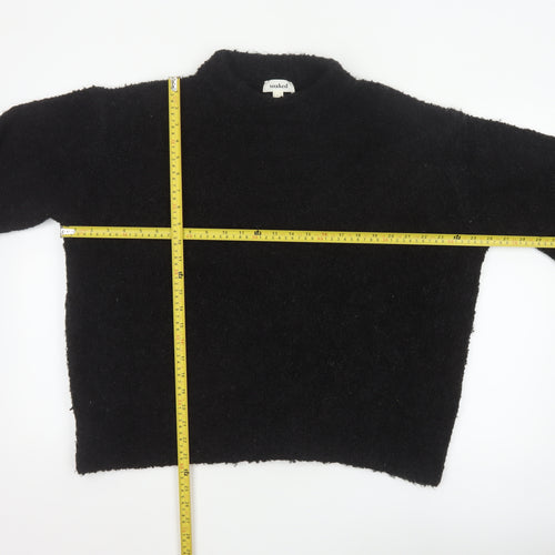 Soaked Women Black S Mock Neck Pullover Jumper Acrylic Wool Blend