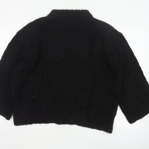 Soaked Women Black S Mock Neck Pullover Jumper Acrylic Wool Blend