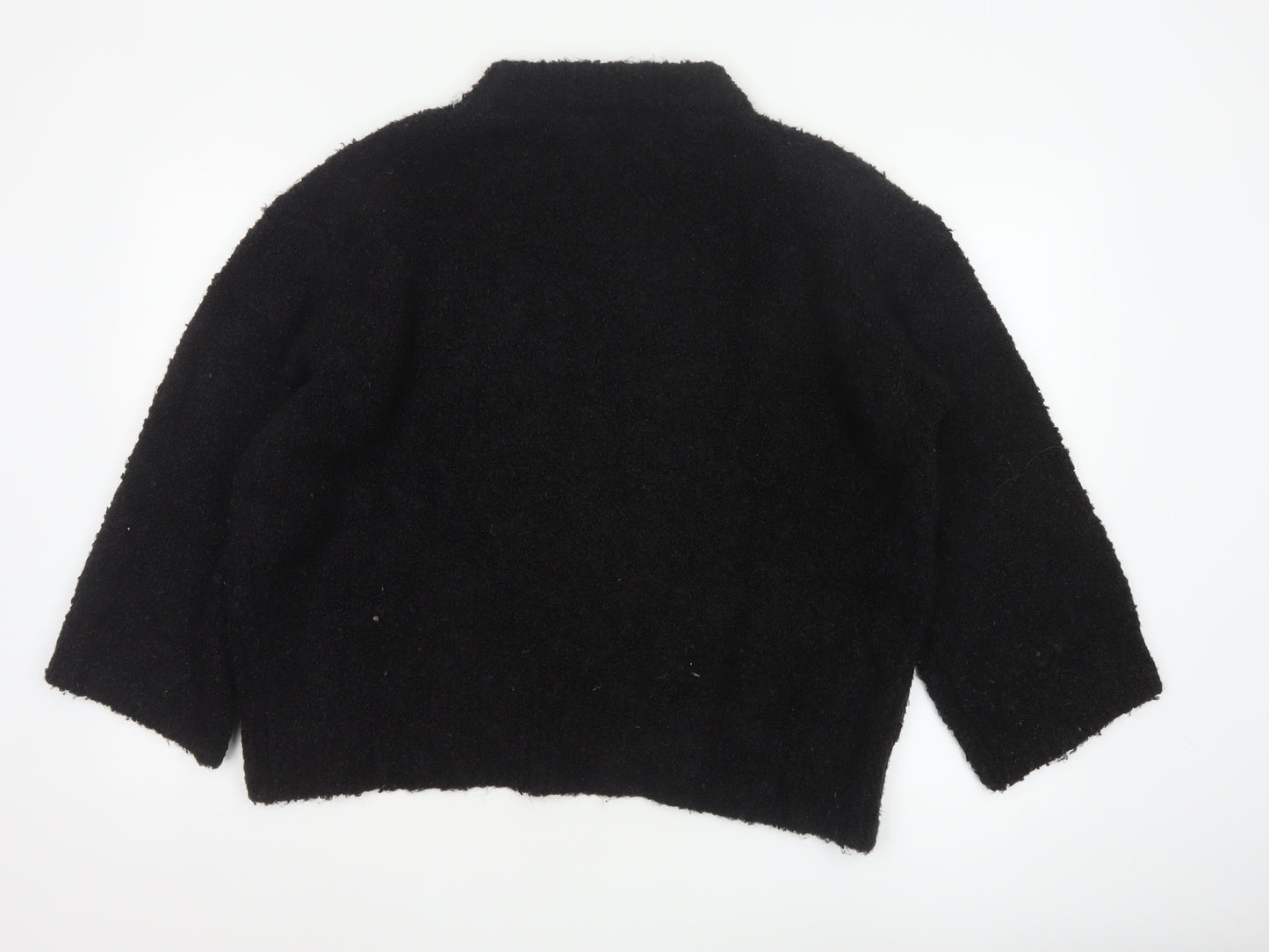 Soaked Women Black S Mock Neck Pullover Jumper Acrylic Wool Blend
