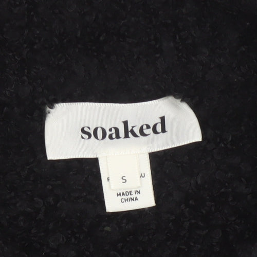 Soaked Women Black S Mock Neck Pullover Jumper Acrylic Wool Blend