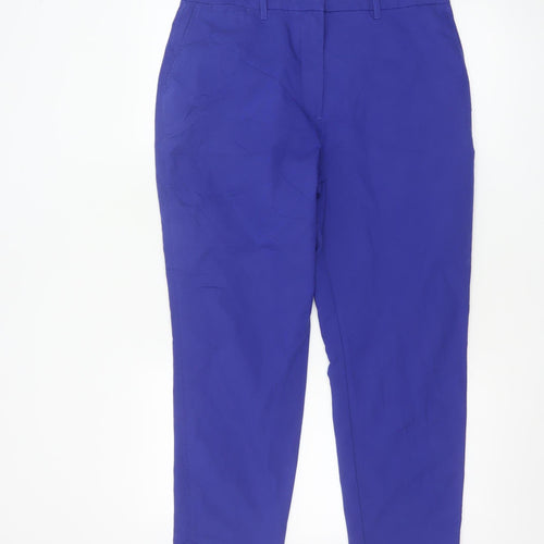 Marks and Spencer Women Blue Chino Style Straight Leg Cotton Trousers Size 12