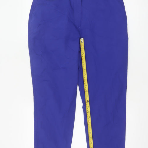 Marks and Spencer Women Blue Chino Style Straight Leg Cotton Trousers Size 12