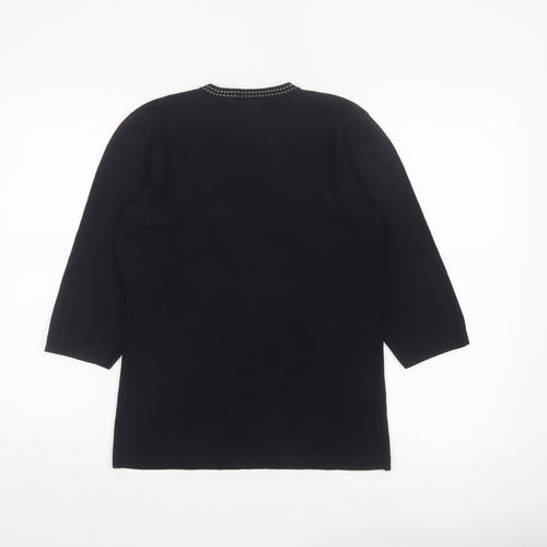 Austin Reed Women's Black V-Neck Beaded Trim Jumper Size L
