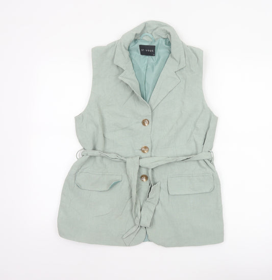 Et Vous Women Green Sleeveless Tunic Linen Blend Blouse Size 12