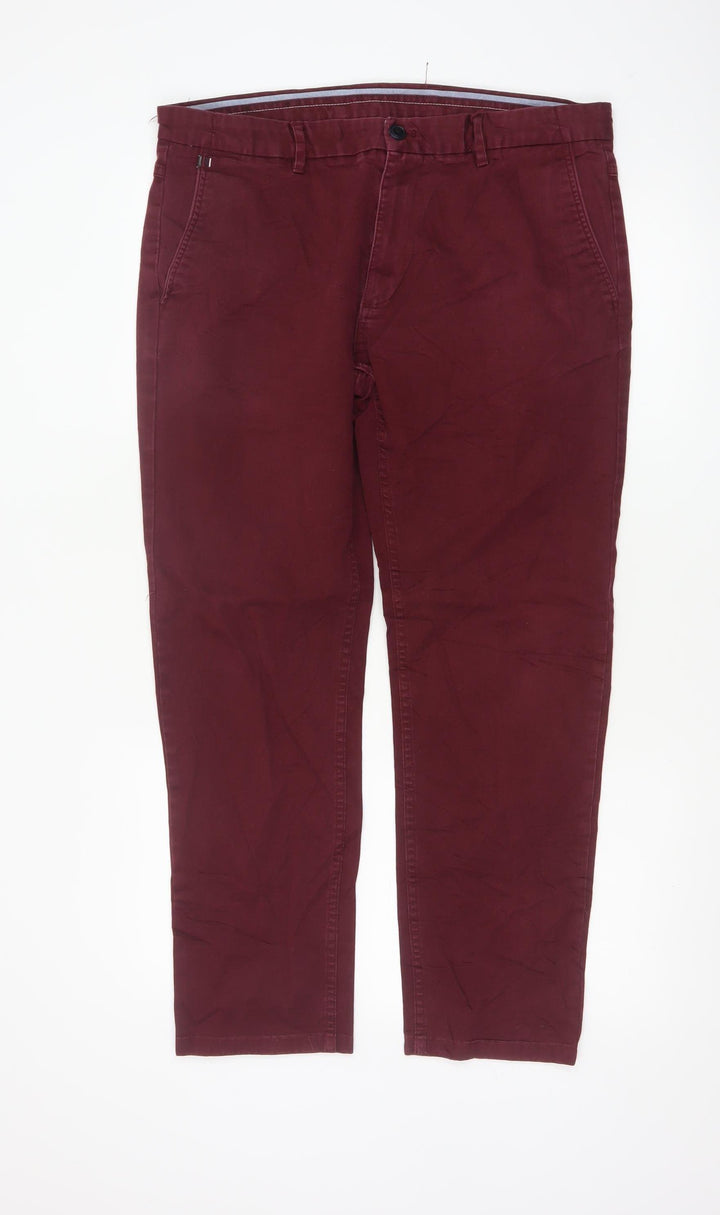 Zara Man Red Chino Trousers Men's Size L 36W Straight Fit