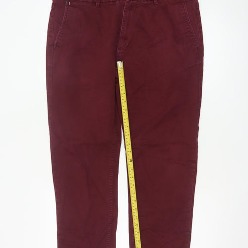 Zara Man Red Chino Trousers Men's Size L 36W Straight Fit