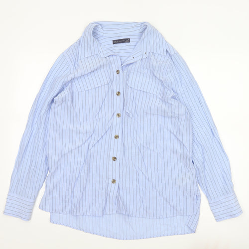 Marks and Spencer Women Blue Striped Button-Up Shirt Size 12