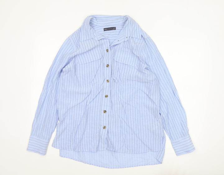 Marks and Spencer Women Blue Striped Button-Up Shirt Size 12