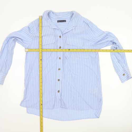 Marks and Spencer Women Blue Striped Button-Up Shirt Size 12