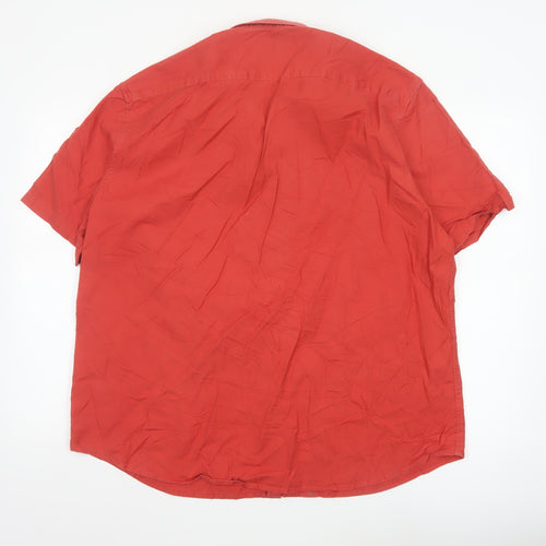 Marks and Spencer Men's Red 2XL Short Sleeve Oxford Button-Up Shirt