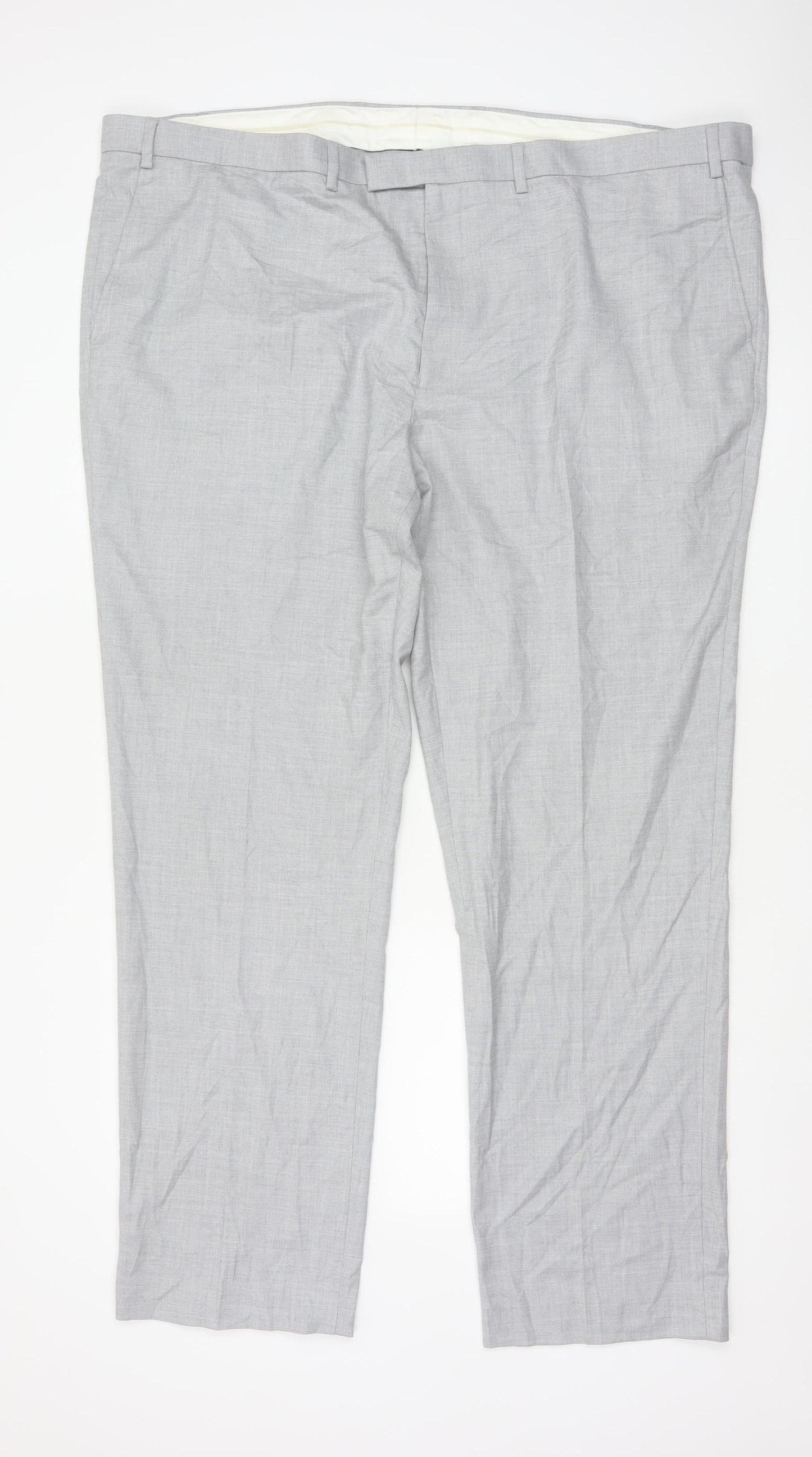 Marks and Spencer Men’s Grey Regular Fit Dress Trousers 48 Long