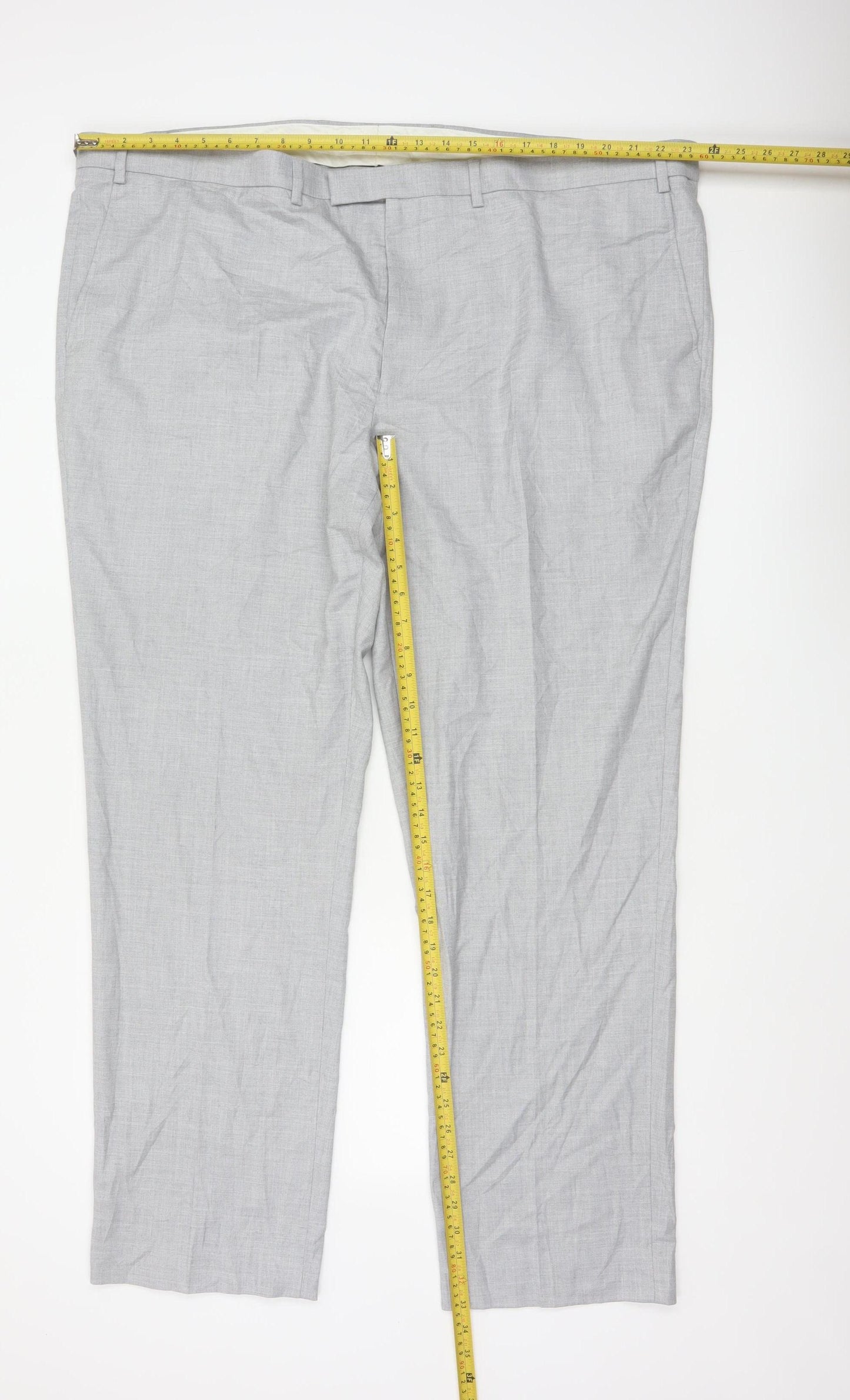 Marks and Spencer Men’s Grey Regular Fit Dress Trousers 48 Long
