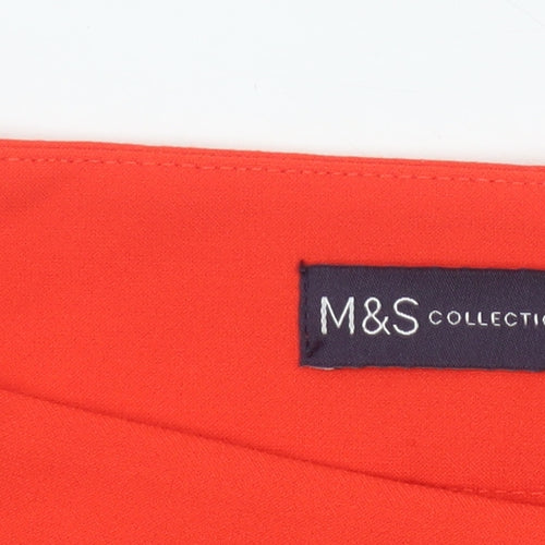 Marks and Spencer Women Red Ankle Zip Slim Trousers Size 12