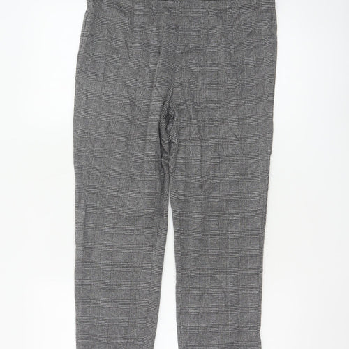 Marks and Spencer Women's Grey Check Slim Fit Stretch Trousers Size 12