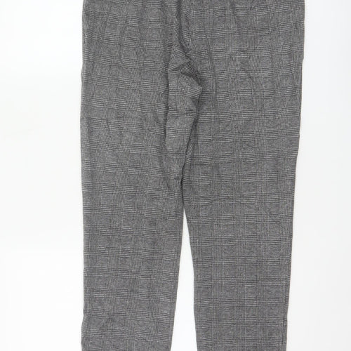 Marks and Spencer Women's Grey Check Slim Fit Stretch Trousers Size 12