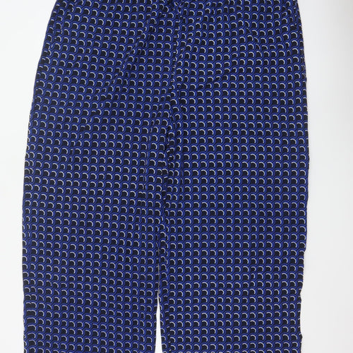 Marks and Spencer Women’s Blue Geometric Wide-Leg Trousers Size 24