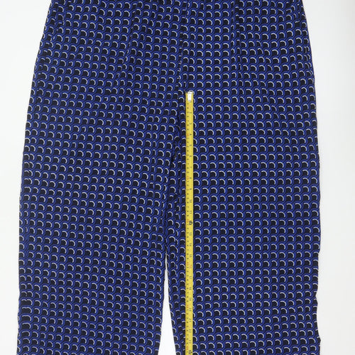 Marks and Spencer Women’s Blue Geometric Wide-Leg Trousers Size 24