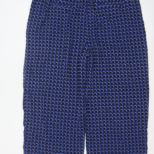 Marks and Spencer Women’s Blue Geometric Wide-Leg Trousers Size 24