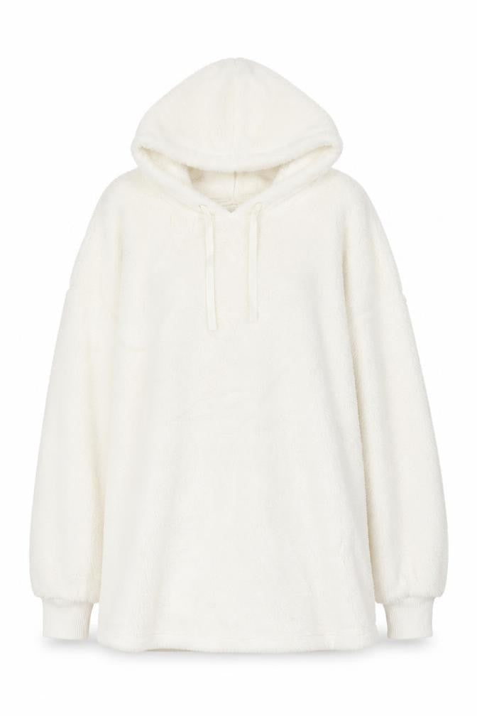 Marks and Spencer Women’s Ivory XL Fleece Hooded Nightwear Top