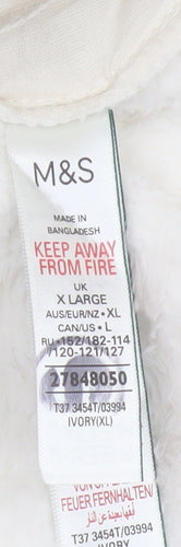 Marks and Spencer Women’s Ivory XL Fleece Hooded Nightwear Top