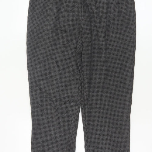 Marks and Spencer Women Grey Houndstooth Regular Trousers Size 12