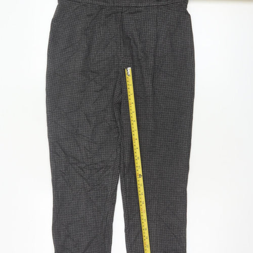 Marks and Spencer Women Grey Houndstooth Regular Trousers Size 12