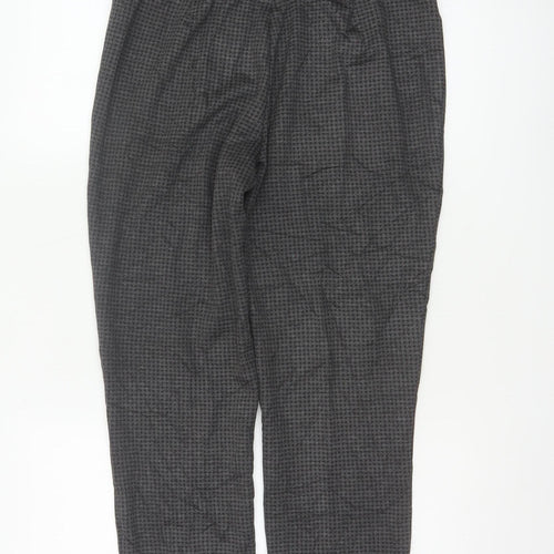Marks and Spencer Women Grey Houndstooth Regular Trousers Size 12