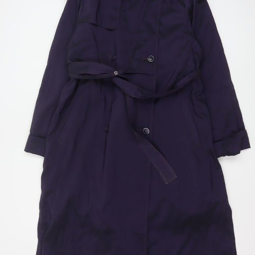 London Fog Women Purple Long Trench Coat Size 6 Belted Classic Style