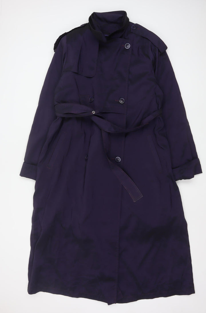 London Fog Women Purple Long Trench Coat Size 6 Belted Classic Style
