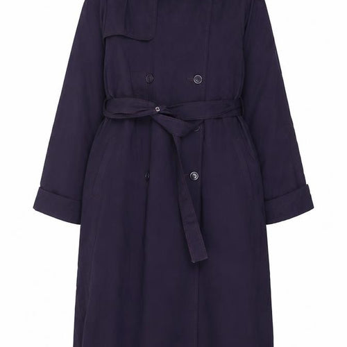 London Fog Women Purple Long Trench Coat Size 6 Belted Classic Style