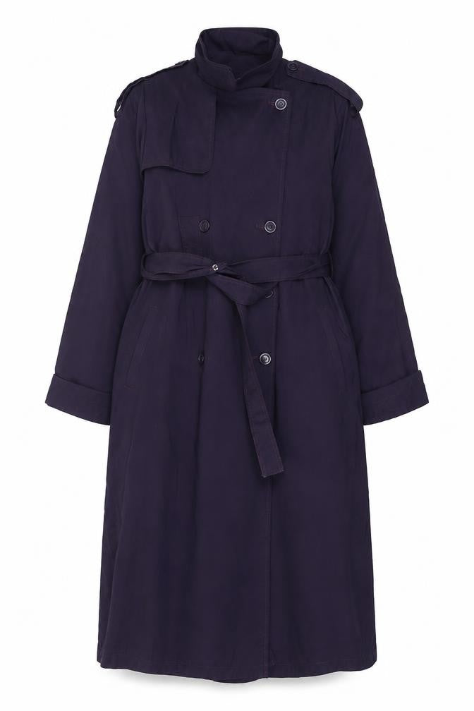 London Fog Women Purple Long Trench Coat Size 6 Belted Classic Style