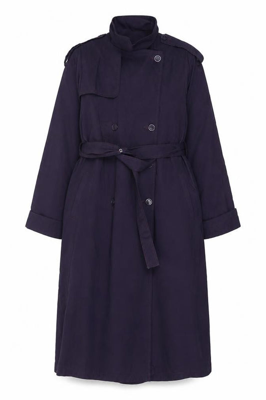 London Fog Women Purple Long Trench Coat Size 6 Belted Classic Style