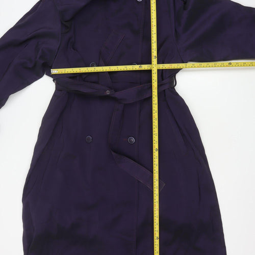 London Fog Women Purple Long Trench Coat Size 6 Belted Classic Style
